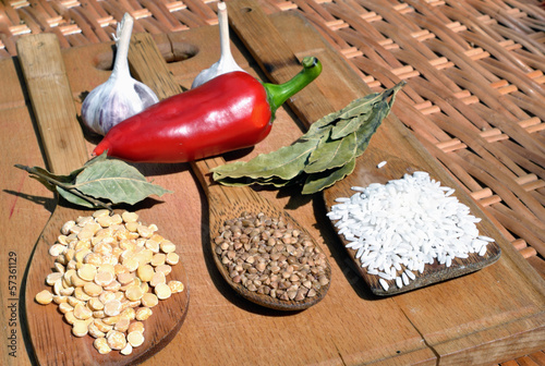 Photo: still life of vegetables and cereals still life of vegetables and cereals