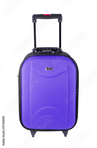Photo: Violet suitcase ,Travel luggage isolated on the white background Violet suitcase ,Travel luggage isolated on the white background