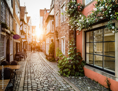  Historic Schnoorviertel at sunset in Bremen, Germany