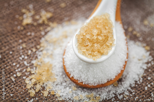 Photo: refined sugar and cane sugar refined sugar and cane sugar