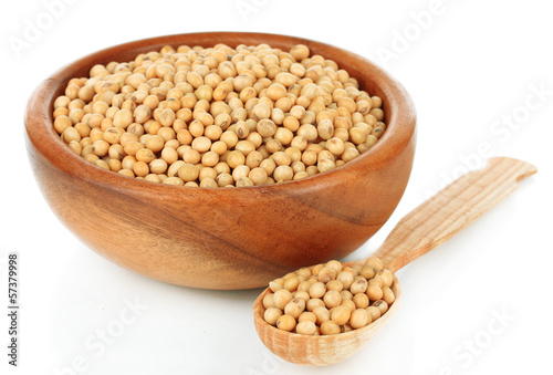Photo: Soy beans isolated on white Soy beans isolated on white