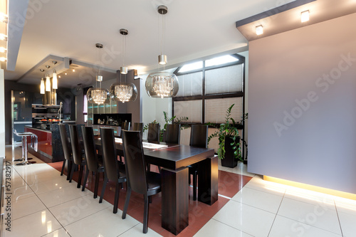 Photo: Huge table in a modern dining room Huge table in a modern dining room