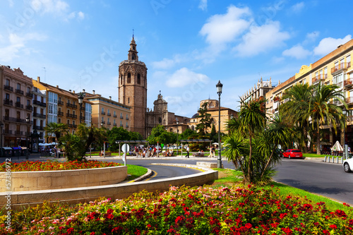 Photo: Plaza de la Reina and Micalet tower in Valencia, Spain Plaza de la Reina and Micalet tower in Valencia, Spain