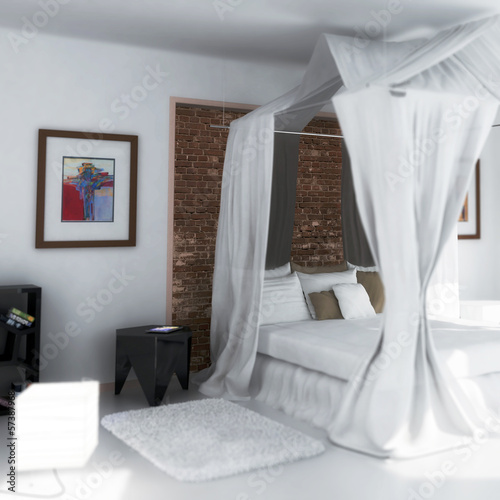 Photo: White Bedroom with Artwork White Bedroom with Artwork