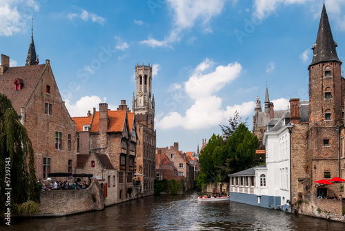 Photo: Rozenhoedkaai (Quai of the Rosary), and Belfry Tower, Bruges Rozenhoedkaai (Quai of the Rosary), and Belfry Tower, Bruges