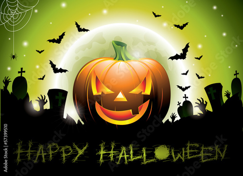 Vector: Vector illustration on a Happy Halloween theme with pumpkin Vector illustration on a Happy Halloween theme with pumpkin