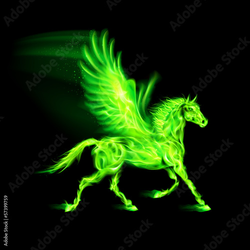 Vector: Green fire Pegasus. Green fire Pegasus.