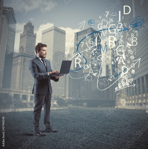 Photo: Businessman and internet concept Businessman and internet concept
