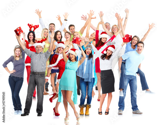 Photo: Group of happy Christmas people. Group of happy Christmas people.