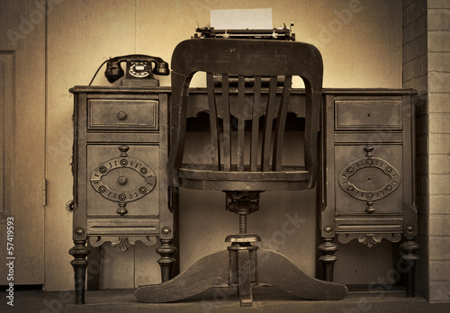 Photo: antique desk with rotary dial telephone antique desk with rotary dial telephone
