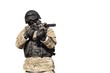 Special Forces soldier, with assault rifle, isolated on white Special Forces soldier, with assault rifle, isolated on white
