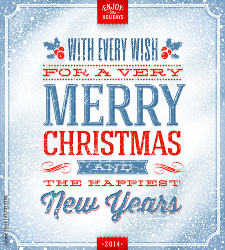 Vector: Christmas greeting card - lettering on a snow background Christmas greeting card - lettering on a snow background