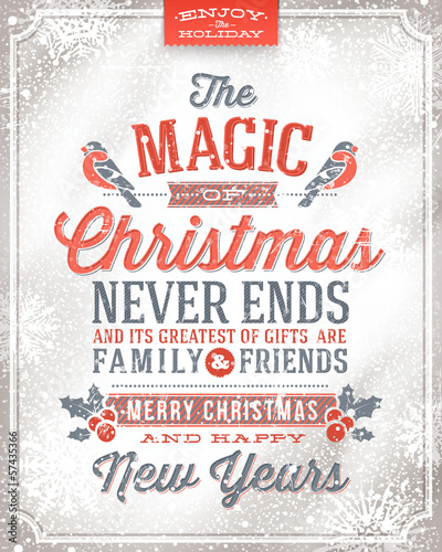Vector: Christmas greeting card - lettering on a winter snow background Christmas greeting card - lettering on a winter snow background