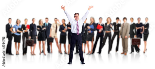 Photo: Happy businessman and Business people group. Happy businessman and Business people group.