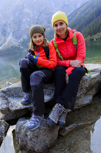 Photo: Hiking - family on mountain trek Hiking - family on mountain trek