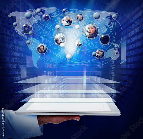 Photo: Woman hand with tablet computer. Woman hand with tablet computer.