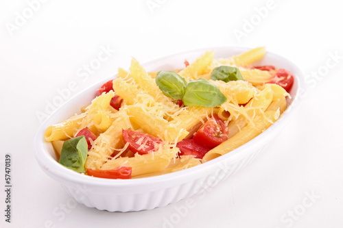 Photo: pasta with cheese, tomato and basil pasta with cheese, tomato and basil