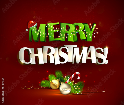 Vector: Merry Christmas inscription and festive still life Merry Christmas inscription and festive still life