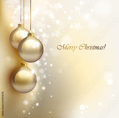 Vector: Christmas background with gold evening balls Christmas background with gold evening balls