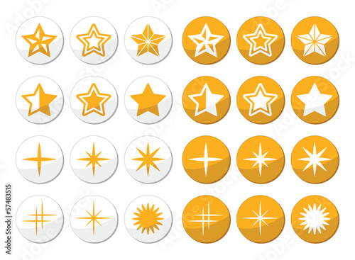 Vector: Gold stars vector round icons set Gold stars vector round icons set