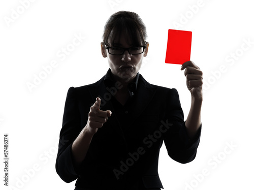 Photo: business woman showing red card silhouette business woman showing red card silhouette