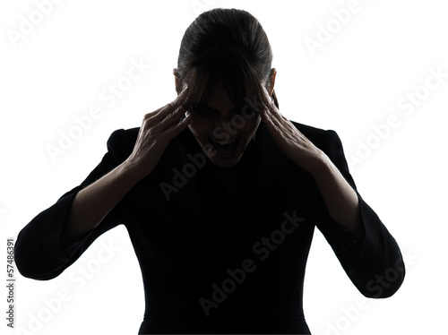 Photo: business woman headache tired silhouette business woman headache tired silhouette