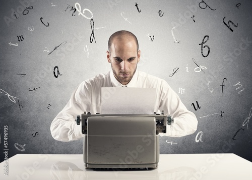 Photo: Businessman with typewriter Businessman with typewriter