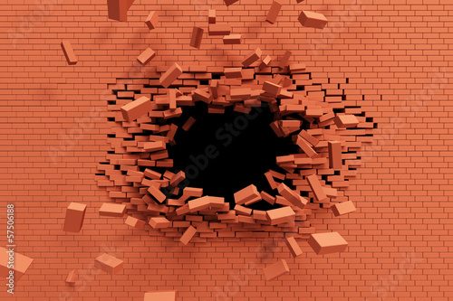 Illustration: breaking brick wall breaking brick wall