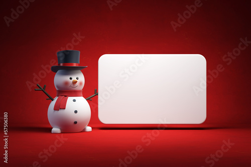 Illustration: happy snowman and blank poster happy snowman and blank poster