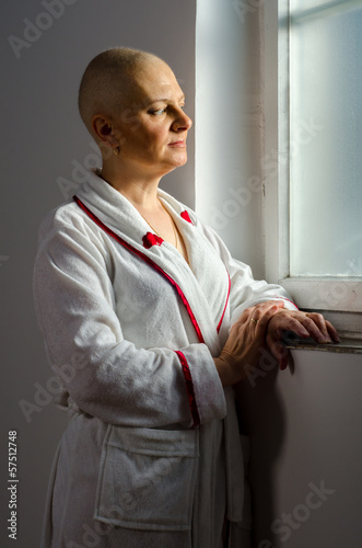 Photo: Bald woman with cancer in the hospital Bald woman with cancer in the hospital