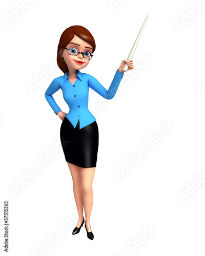 Illustration: Young girl pointing to blank Young girl pointing to blank