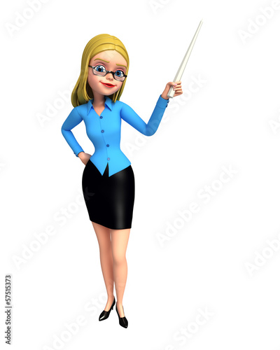 Illustration: Young girl pointing to blank Young girl pointing to blank