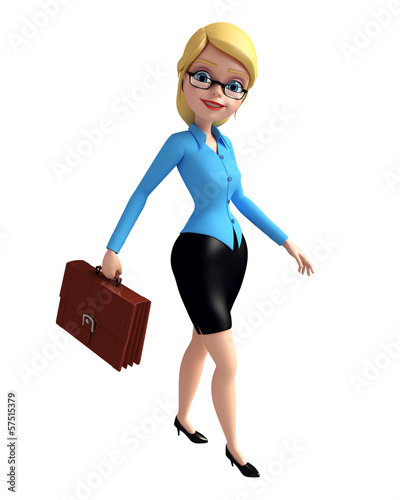 Illustration: Office girl with bag Office girl with bag