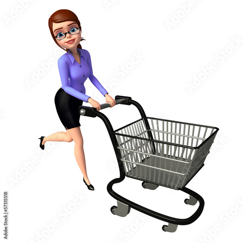 Illustration: Young girl with trolley Young girl with trolley
