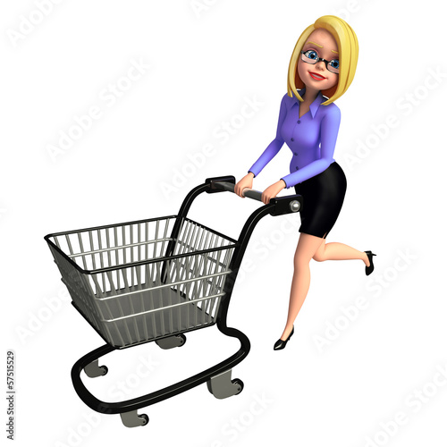 Illustration: Young girl with trolley Young girl with trolley