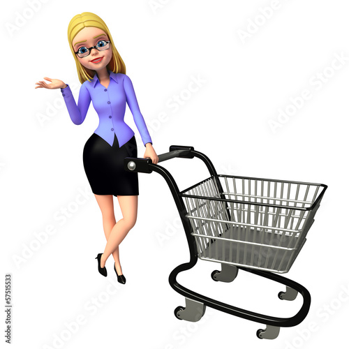 Illustration: Young girl with trolley Young girl with trolley