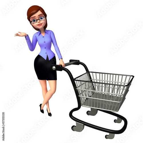 Illustration: Young girl with trolley Young girl with trolley
