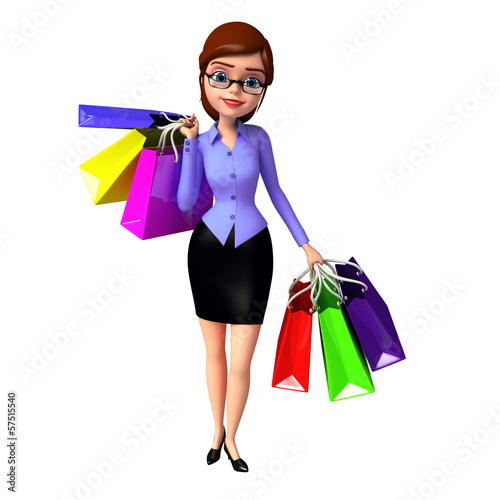 Illustration: Young girl with shopping bags Young girl with shopping bags