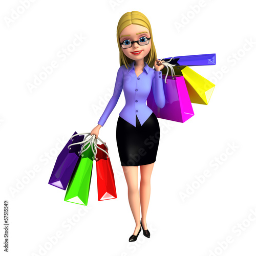 Illustration: Young girl with shopping bags Young girl with shopping bags