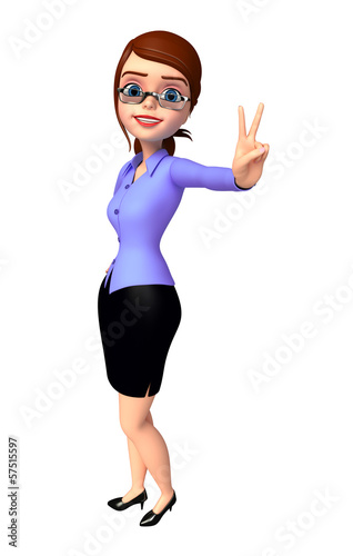 Illustration: Young girl with victory sign Young girl with victory sign