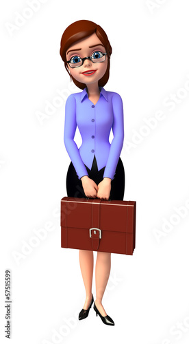 Illustration: Office girl with bag Office girl with bag