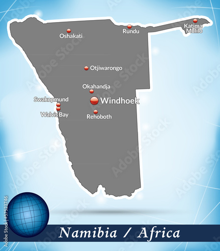 Vector: Namibia als Übersichtskarte Namibia als Übersichtskarte