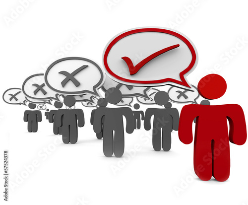 Illustration: One Correct Check Mark Speech Bubble Person Vs Many Wrong One Correct Check Mark Speech Bubble Person Vs Many Wrong
