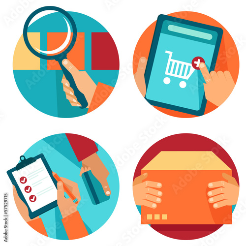 Vector: Vector internet shopping icons in flat style Vector internet shopping icons in flat style