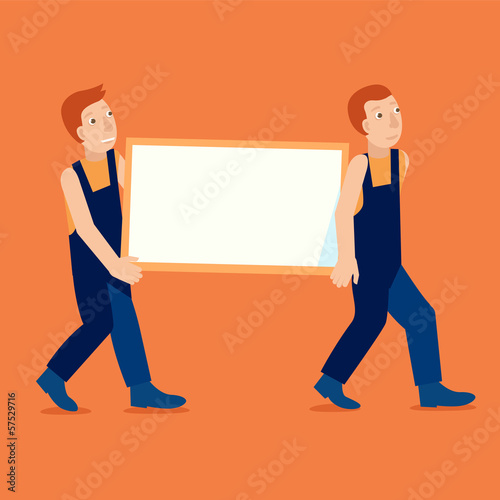 Vector: Vector characters holding empty frame Vector characters holding empty frame