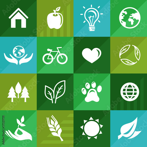 Vector: Vector ecology icons and signs in flat retro style Vector ecology icons and signs in flat retro style