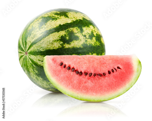 Photo: Watermelon and Slice Isolated on White Background Watermelon and Slice Isolated on White Background