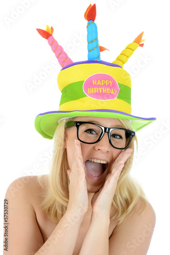 Photo: Frau mit Hut zu Geburtstag Frau mit Hut zu Geburtstag