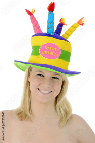 Photo: Frau mit Hut zu Geburtstag Happy Birthday Frau mit Hut zu Geburtstag Happy Birthday