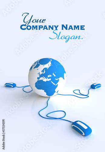 Illustration: World connected in blue Europe World connected in blue Europe